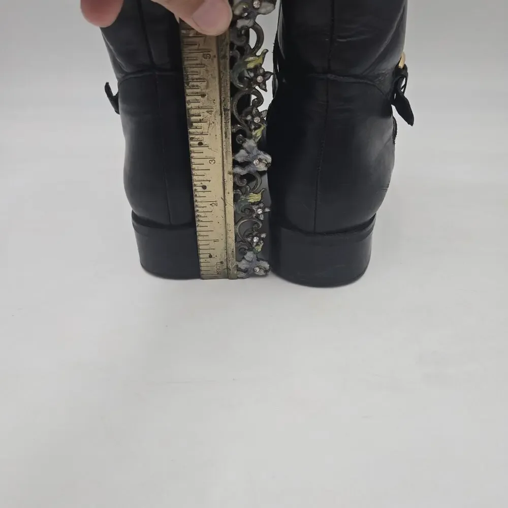 Etienne Aigner Legacy II Truffle Black Leather Size 9.5 Riding Boots Equestrian